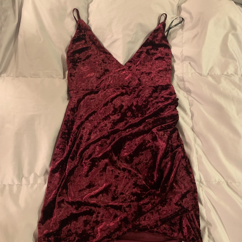 Forever 21 Maroon Crushed velvet dress